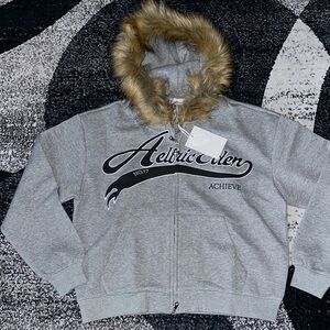 Aelfric Eden Gray Jacket with Faux Fur Hood